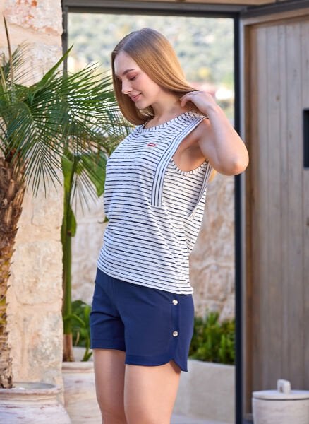 Çizgi Desen Spor Şort Takım CossybyAqua 25766