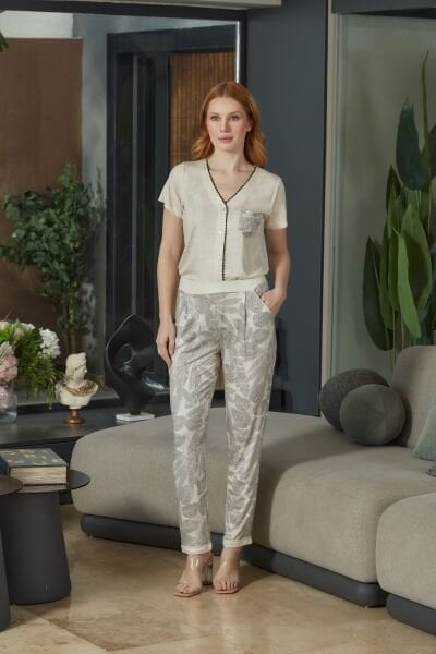 Kısa Kol Önden Düğmeli Pijama Takımı CossybyAqua 26602