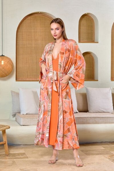 Desenli Uzun Kimono Sabahlık CossybyAqua 25557