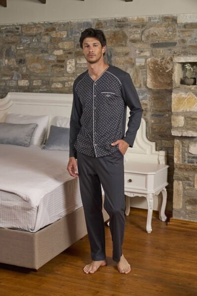 Önden Düğmeli Erkek Pijama Takımı CossybyAqua 26166