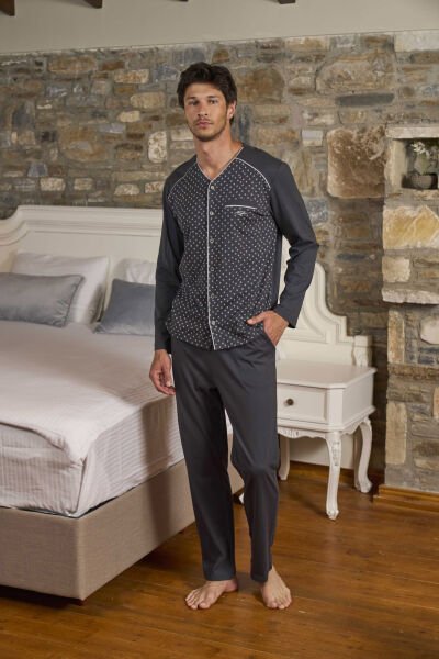 Önden Düğmeli Erkek Pijama Takımı CossybyAqua 26166