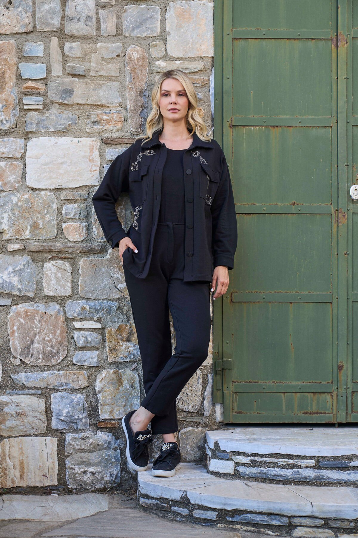 Gömlek Ceketli Büyük Beden Spor 3'lü Takım CossybyAqua 26131