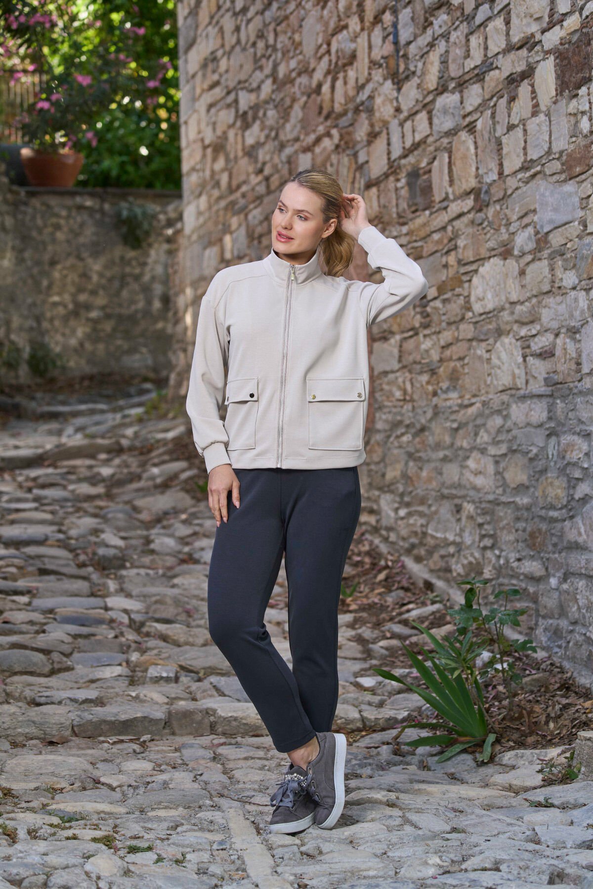 Cep Detay Dik Yaka Spor Eşofman Takım CossybyAqua 26006