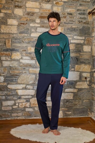 Baskı Detay Erkek Pijama Takımı CossybyAqua 26173