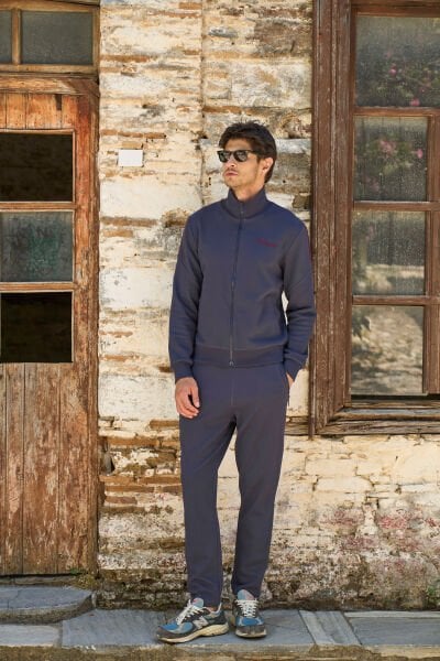 Dik Yaka Erkek Eşofman Takımı CossybyAqua 26196 İndigo