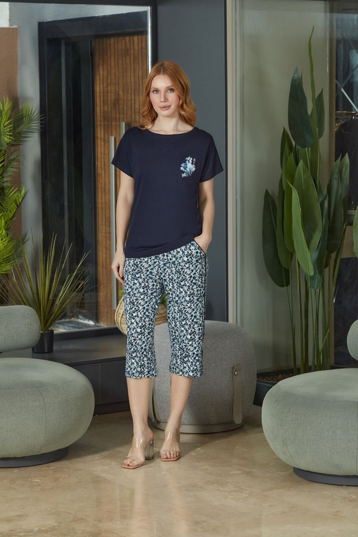 Kısa Kol Pijama Kapri Takım CossybyAqua 26677