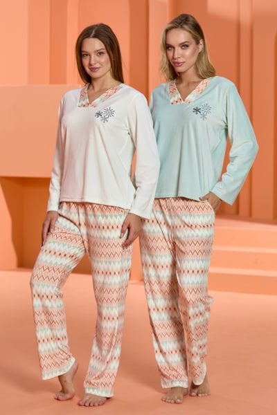 Uzun Kol Desenli Pijama Takım CossybyAqua 25013