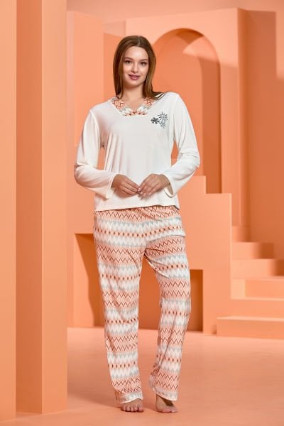 Uzun Kol Desenli Pijama Takım CossybyAqua 25013