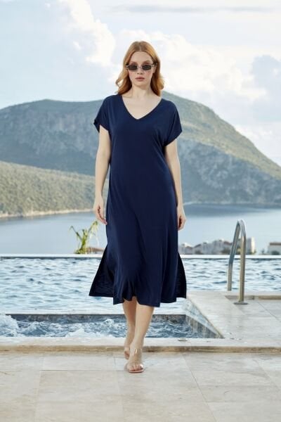 Kısa Kol Midi Elbise CossybyAqua 26789