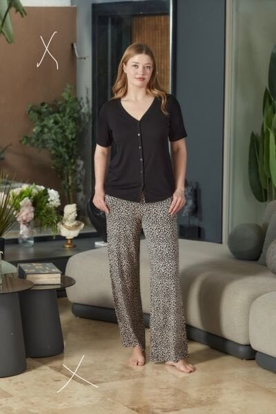 Kısa Kol Önden Düğmeli Pijama Takımı CossybyAqua 26683