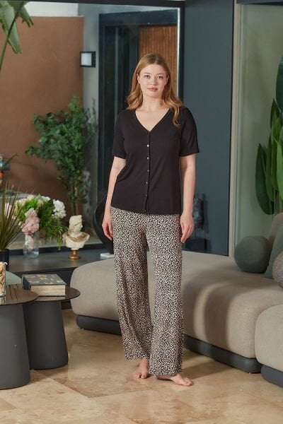 Kısa Kol Önden Düğmeli Pijama Takımı CossybyAqua 26683