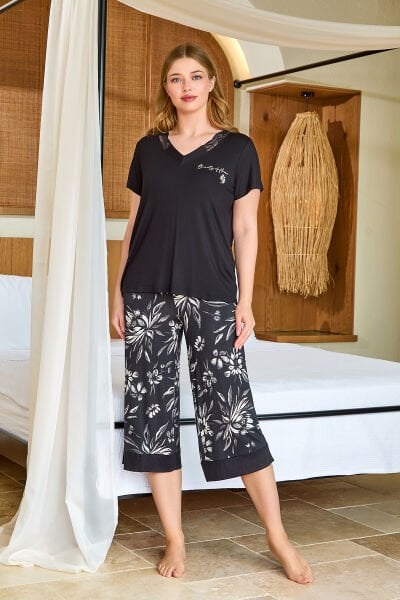 Kısa Kol Pijama Kapri Takım (Geniş Beden Aralığı) CossybyAqua 25693