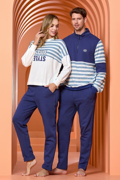 Çizgi Desen Dik Yaka Erkek Spor 2'li Takım CossybyAqua 25456