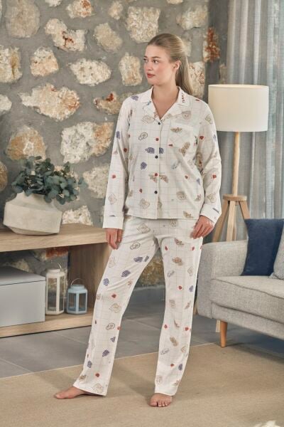 Desenli Gömlek Pijama Takımı CossybyAqua 27001
