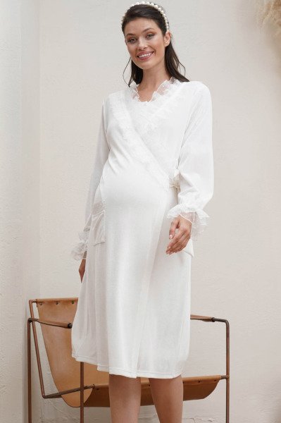 Kadife Kumaş Puanlı Tül Detauylı Sabahlık 22003