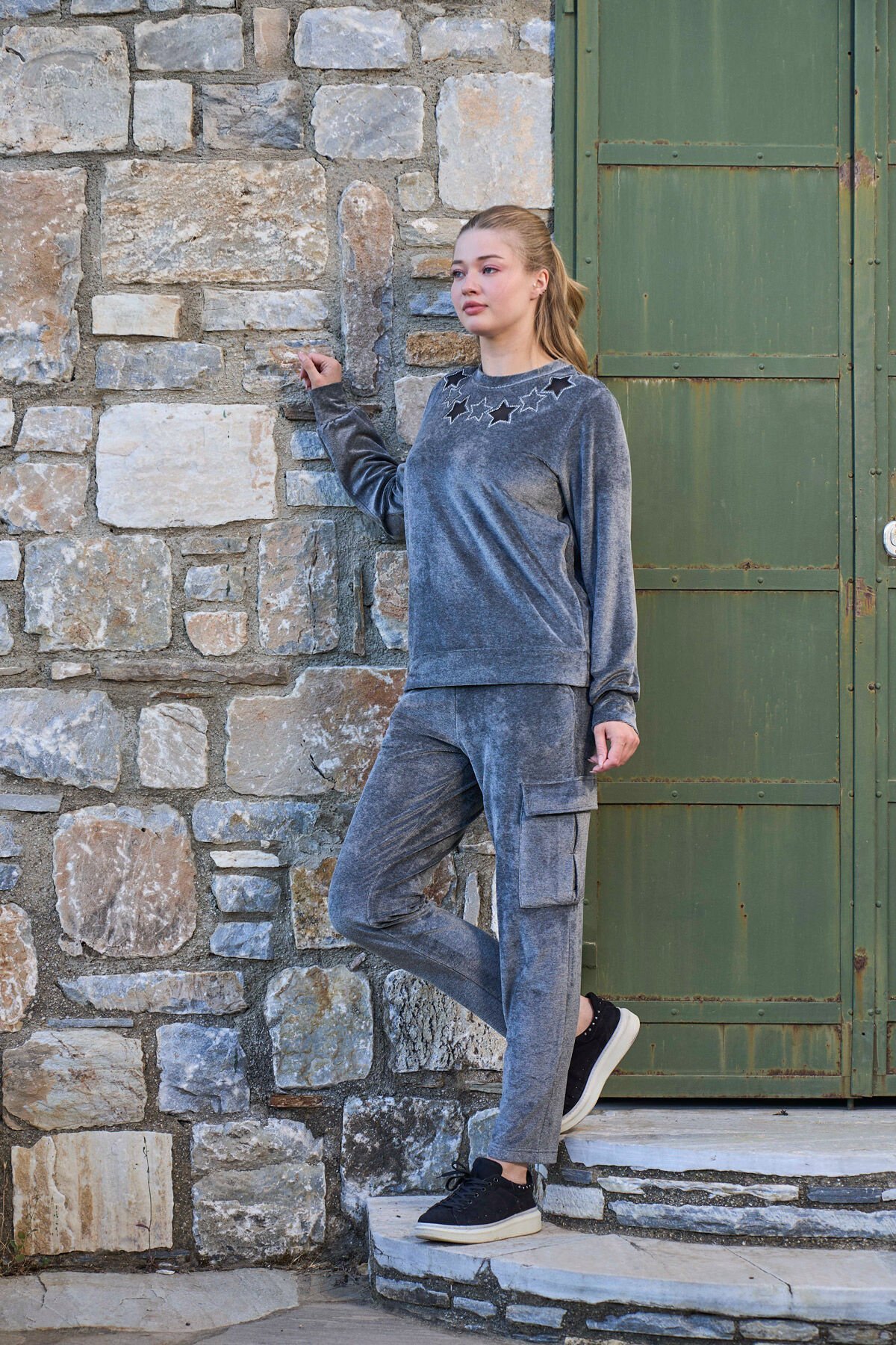 Yıldız Detay Kadife 2'li Takım CossybyAqua 26059