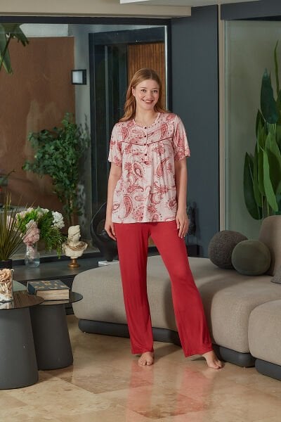 Kısa Kol Desenli Pijama Takımı CossybyAqua 26694