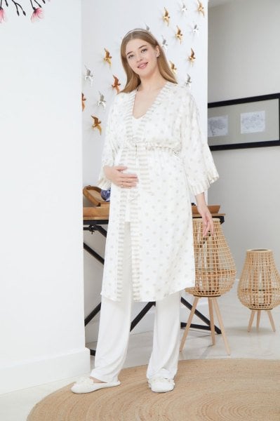 Truvakar Kol Puan Desen Saten Sabahlık 22546