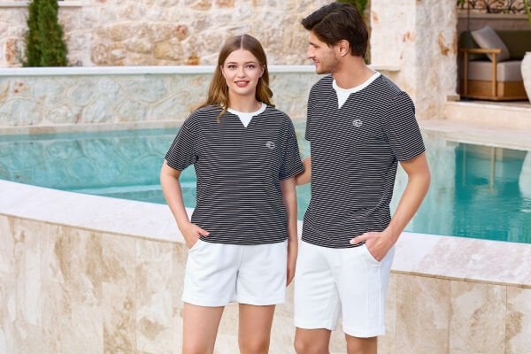 Çizgi Desen Erkek Spor Şort Takım CossybyAqua 25926