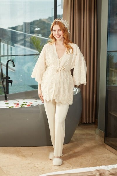 Üç Boyutlu Sabahlıklı Lohusa Pijama Takımı CossybyAqua 26622