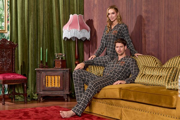 Ekose Desen Gömlek Pijama Takımı CossybyAqua 25421