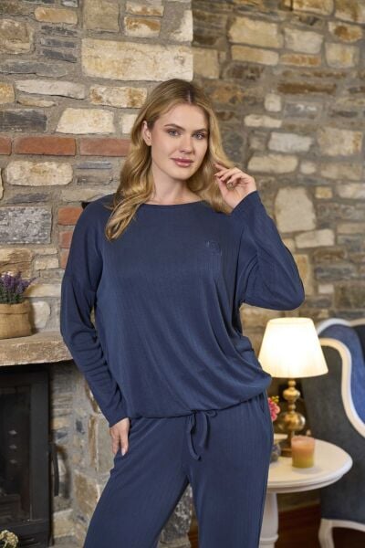 Uzun Kol Kadın Pijama Takımı CossybyAqua 26286 Antrasit