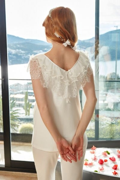 İnci Detay Dantelli Lohusa Pijama Takımı CossybyAqua 26617