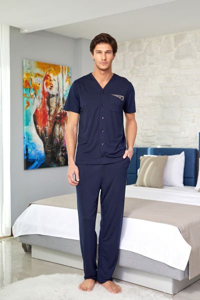 Önü Düğmeli Erkek Pijama Takımı Cossy By Aqua 24908 XL