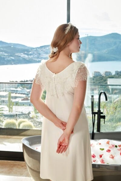 İnci Detay Dantelli Lohusa Gecelik CossybyAqua 26615