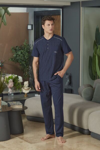 Kısa Kol Çizgili Erkek Pijama Takımı CossybyAqua 26943