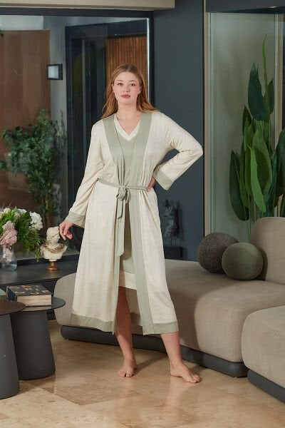 Uzun Kol Kuşak Detay Sabahlık CossybyAqua 26887