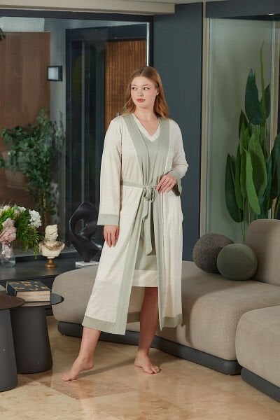 Uzun Kol Kuşak Detay Sabahlık CossybyAqua 26887