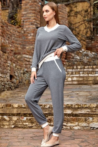Bilek Bantlı Uzun Kol Pijama Takım CossybyAqua 24052