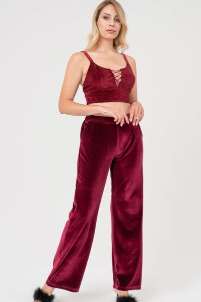Kadife Sim Dokulu Pijama Takımı