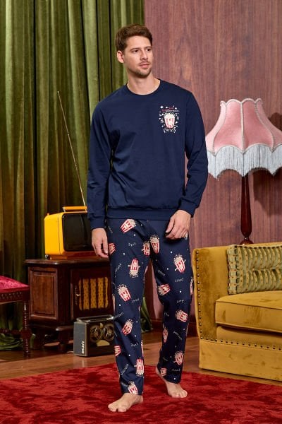 Desenli Erkek Pijama Takımı CossybyAqua 25403