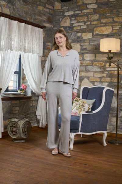 Yaka Detay Rahat Kalıp Kadın Pijama Takımı CossybyAqua 26250
