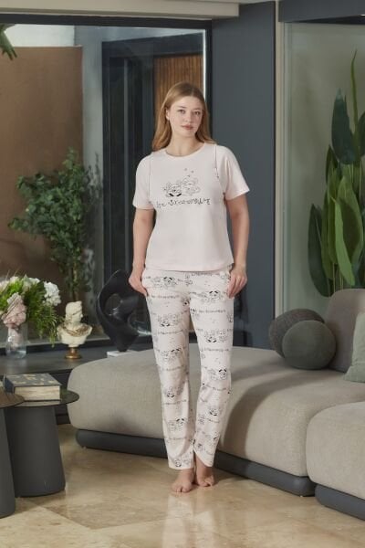 Kısa Kol Desenli Pijama Takımı CossybyAqua 26555