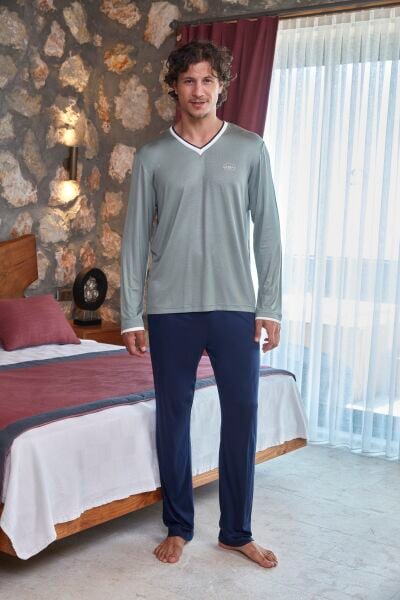 Uzun Kol V Yaka Erkek Pijama Takımı CossybyAqua 27430