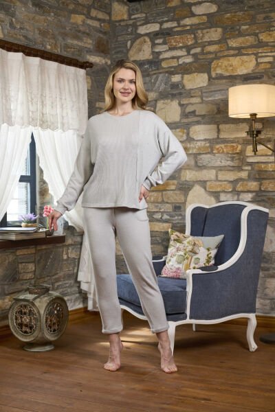 Uzun Kol Bisiklet Yaka Pijama Takımı CossybyAqua 26251