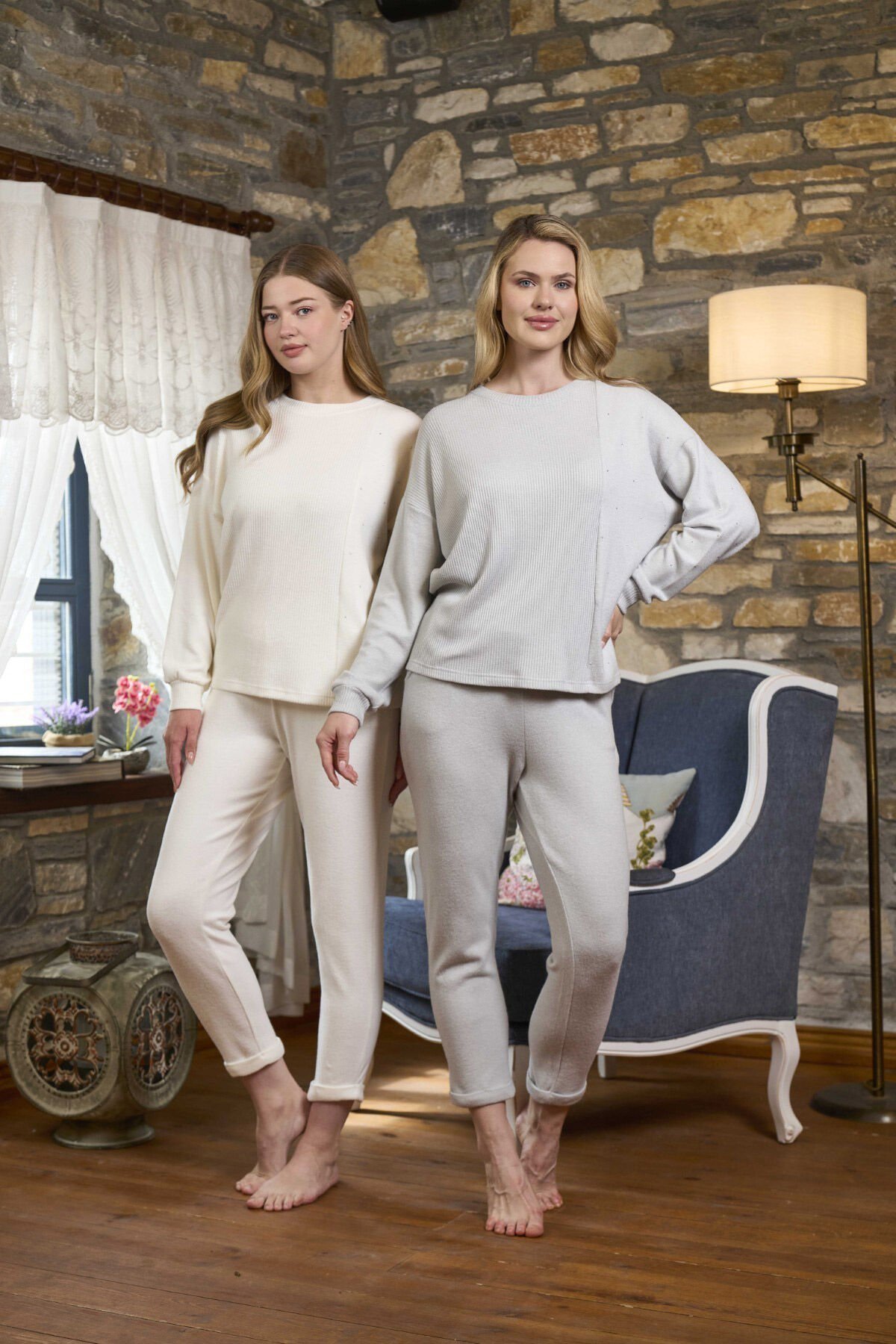 Uzun Kol Bisiklet Yaka Pijama Takımı CossybyAqua 26251