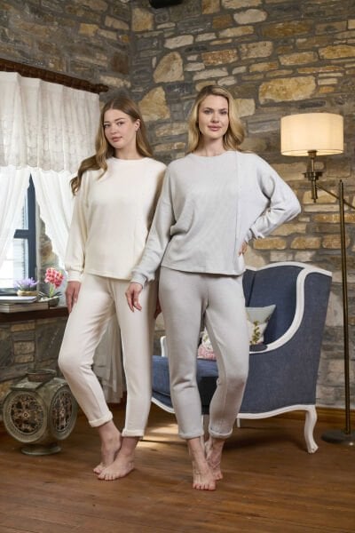 Uzun Kol Bisiklet Yaka Pijama Takımı CossybyAqua 26251