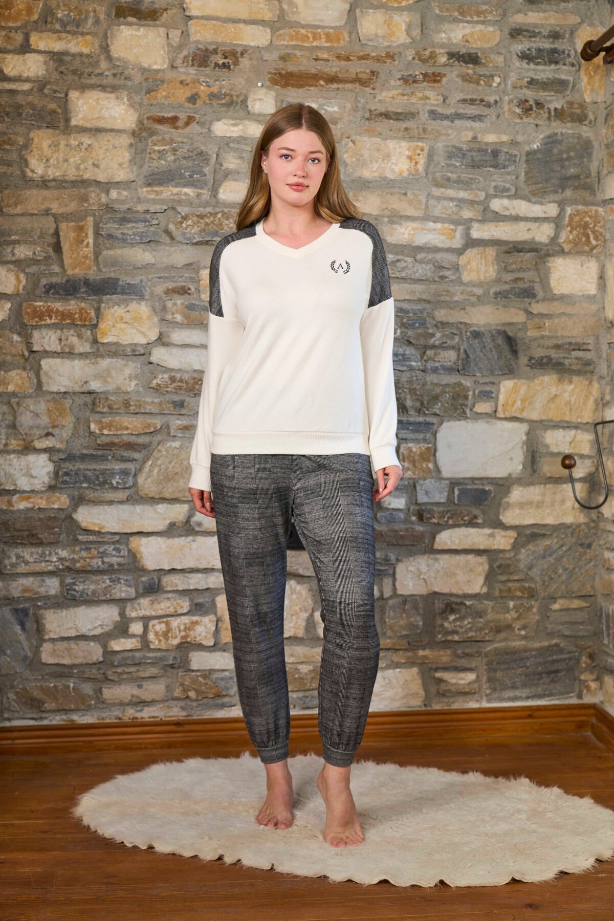 Uzun Kol Baskı Detay Pijama Takımı CossybyAqua 26258