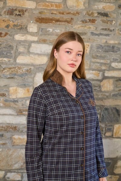 Ekose Desen Önden Düğmeli Pijama Takımı CossybyAqua 26264