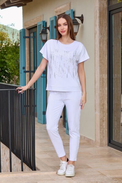 Taş Baskılı Kısa Kol 2'li Takım CossybyAqua 25716