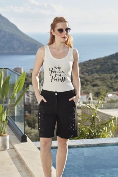 Taş Baskılı Kalın Askılı Spor Şort Takım CossybyAqua 26742