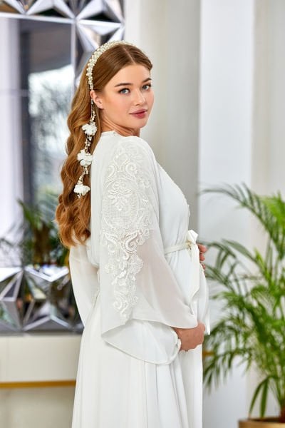 Şifon Brode Detaylı Sabahlık CossybyAqua 23636