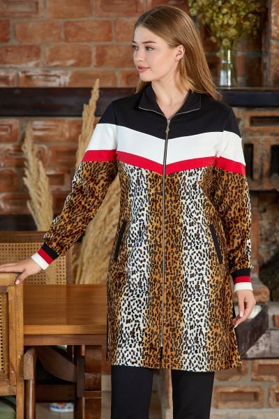 Leopar Desen Tesettür Eşofman Takımı Cossy By Aqua 24385