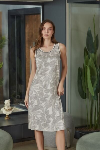 Kolsuz Kalın Askılı Desenli Gecelik CossybyAqua 26599