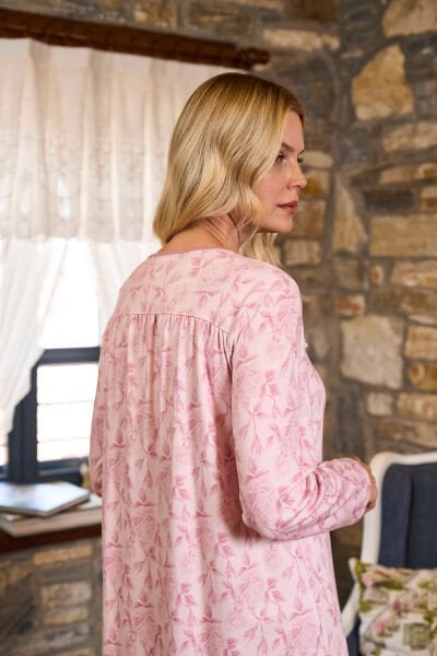 Desenli Uzun Kol Büyük Beden Gecelik CossybyAqua 26347