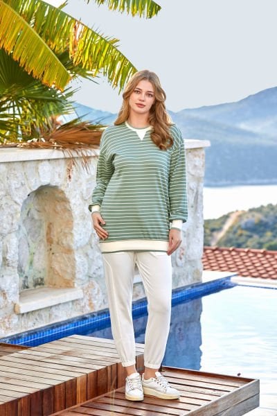 Çizgi Desen 2'li Tesettür Spor Takım CossybyAqua 24840